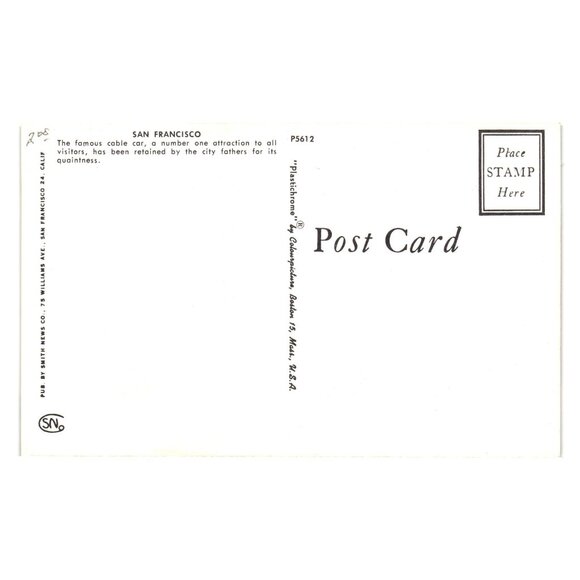 San Francisco Cable Car Trolly Vintage Postcard Powell Market Hills Street Scene - Picture 2 of 2